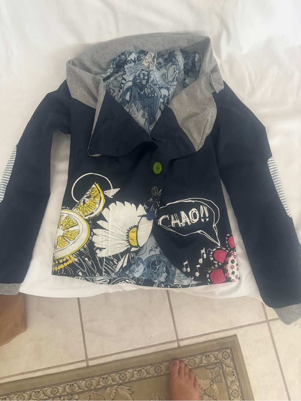 Desguail Hooded Jacket - Navy with Gray Hood
